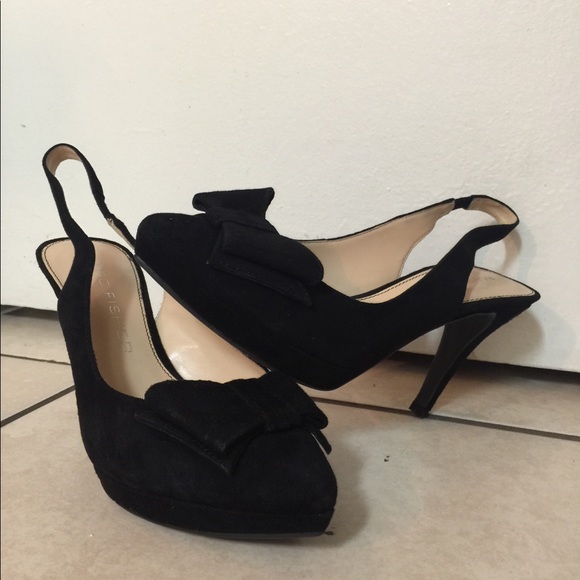 Marc Fisher Shoes - Mark fisher black suede bow pumps sling back heel